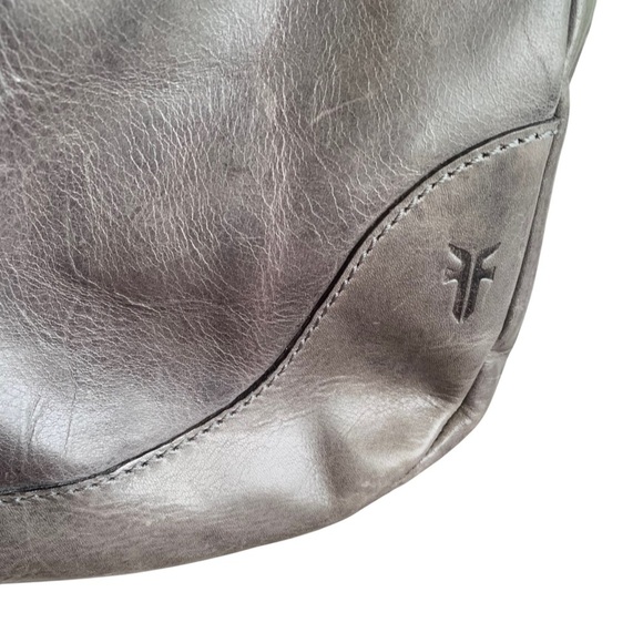 FRYE Melissa Washed Gray Leather Hobo Shoulder Bag Purse - Picture 3 of 10